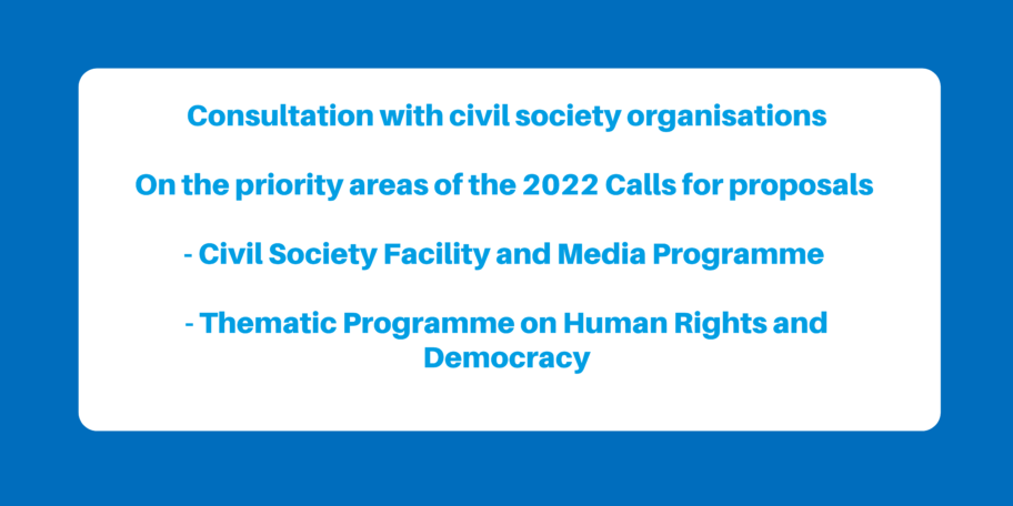 Consultation with civil society organisations – On the priority areas of the 2022 Calls for proposals